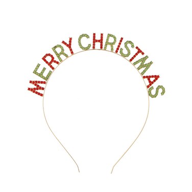 Soochat Merry Christmas Rhinestone Headbands, Xmas Crystal Hair Hoops Christmas Party Headdress Hair Accessory for Women Girls