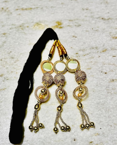 Paranda Parandi Hair Accessory Braid Tassles Extensions with Mirror Punjabi Paranda Wedding Bridal Pranda