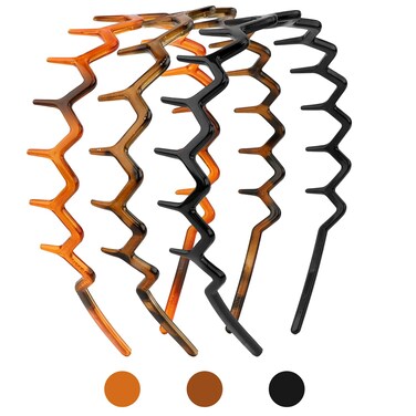 Didder 3PCS Plastic Zig Zag Headbands for Women Trendy Zigzag Wavy Headband with Teeth, Squiggly Spike Headband, Spiky Claw Headbands for Women Tortoise Shell
