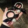 AKOAK 2 Pieces Black Bow Pearl Scrunchie, Elastic Hair Rubber Band Ribbon, Ponytail Holder Temperament Personality Girl Pearl Bun Rope for Women and Girls