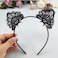 Cat Ears Black Cat Ears Women Cat Ears Headband Lace Cat Ears Headband Halloween Cat Headbands for Women Kitten Ears Small Cat Ears for Halloween Cosplay Costume Party Girls Womens Adult