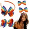 Rainbow Hair Headband Pride Day Hair Bow with Clip Candy Hair Accessories for Women Girls Rainbow Accessories for Party (4 PCS)