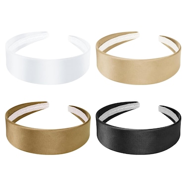 4 Pack Satin Headbands for Women, Wide Head Bands for Women's Hair Hard Headbands, Non-silp Thick Headbands 70s Hair Accessories for Women