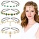 4 Pieces Crystal Rhinestone Gems Jewelry Head Chains Boho Headbands Forehead Chains with Rubber Bands Prom Party Accessories Headpieces for Women Girls