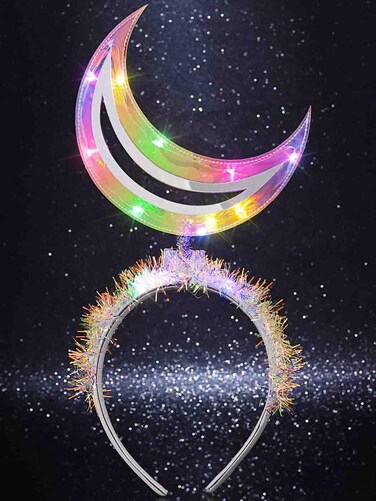 DRESBE Light Up Moon Headband LED Headbands Glow Party Hair Accessories for Women