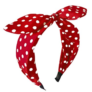 Bow Headbands for Women Girls,​ Polka Dot Headband (Red)