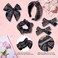 5 Pcs Plaid Headband with Hair Knotted Scrunchies Bow, Plaid Headbands for Women, Christmas Hair Bows Set, Padded Headband, Holiday Headband, Christmas Hair Clips Accessories for Girls (Black)