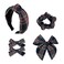 5 Pcs Plaid Headband with Hair Knotted Scrunchies Bow, Plaid Headbands for Women, Christmas Hair Bows Set, Padded Headband, Holiday Headband, Christmas Hair Clips Accessories for Girls (Black)