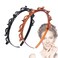 Double Layer Twist Plait Black Headband Hair Tools, Double Bangs Hairstyle Hairpin, Multi-Layer Hollow Woven Headband, Headband with Alligator Clip (Brown)