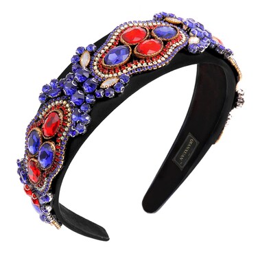 Rhinestones Headbands, Crystal Beaded Hairband for Women, Fashion Embellished Headbands, Diamond Hairband Party Girl Hair Accessories, Handmade, One Size, 17 Count