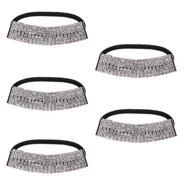 5Pcs Fashion Headbands Elastic Rhinestone Hair Ties Bands Scrunchies for Women Girls Ponytail Holder Hair Accessories