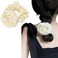 Guqqeuc Satin Rose Hair Scrunchie with Flower Hair Bow for Women Girls Silk Scrunchy Hair Elastics for Long Thick Hair