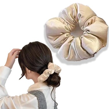 Satin Hair Scrunchies for Women - Soft Hair Ties Softer Than Silk Scrunchies   Large Scrunchies for Women   Sleepy Ties for Women   Satin Hair Ties for Girls No Damage, Champagne