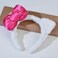 Merroyal Women Girls Cute White Cat Ears Headband with Pink Bow Hair Accessories for costumes and everyday wear (White and Rose, One Size)