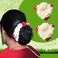 Traditional Indian Hair accessories Small White Gajra with rose Artificial Flower Jewelry Handmade Veni tiara For Women Party Wear bridal mehndi Hair Bun (1 pc) (White &amp; Red)