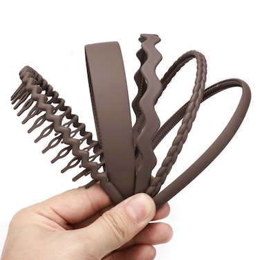 Etercycle Plastic Headbands for Women, Fashion Non Slip Headbands with Teeth, Wide Hair band Hair Accessories for Women and Girls (Dark brown)