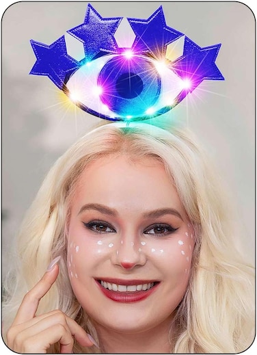 CASDRE Light up Headband LED Eye Headbands Star Hair Hoop Rave Costume Headwear Hair Accessories for Women