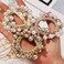 Fashey Pearl Hair Scrunchies Beaded Hair Ties Elastic Hair Bands Ponytail Holder Hair Accessories for Women and Girls（Pack of 3）