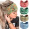 FULZTEY Wide Headbands for Women Floral Printed Boho Hairband Elastic Knotted Bandana Non Slip Workout Yoga Thick Turban Head Wrap Fashion Hair Accessories for Teen Girls 4Pcs