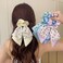 5 Pcs Floral Hair Scarf Scrunchies Bowknot hair ribbons Hand Bands Elastic Ropes Ponytail Holder Printed Flower Bow Scrunchy Soft Scarf Hair Ties for Women Girls