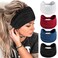 FULZTEY Wide Headbands for Women Neutral Knotted Headwraps Fashion Head Bands Elastic Non Slip Workout Yoga Sweat Hairbands Soft Cotton Turbans Large African Bandana Hair Accessories 4Pcs