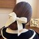 Fuzzy Scrunchies Big Bow Hair Bands Soft Black White Elastic Hair Ties for Thick Thin Hair Cute Stretchy Hair Rope Kawaii Faux Fur Fluffy Hair Ponytail Holders Hair Accessories for Women Girls