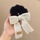 Fuzzy Scrunchies Big Bow Hair Bands Soft Black White Elastic Hair Ties for Thick Thin Hair Cute Stretchy Hair Rope Kawaii Faux Fur Fluffy Hair Ponytail Holders Hair Accessories for Women Girls