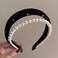 Black Headbands for Women Girls Double Layer Pearl Velvet Headbands Non Slip Soft Thick Padded Headband Sparkly Fall Turban Headband No Teeth Head Bands Hoops Headwear Styling Tools Accessories