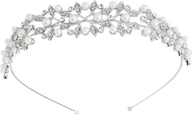 Wedding Rhinestone Headband, Crystal and Faux Pearl Crown for Bride Bridesmaids Tiara Hairband Simple Design Daily hair accessories