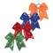 Nishine 4 PACK 8&quot; Girls Large Sequin Cheer Bows Teens Elastic Ponytail Holder Hair Bows Women Hair Band (Sapphire Pack)