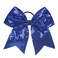 Nishine 4 PACK 8" Girls Large Sequin Cheer Bows Teens Elastic Ponytail Holder Hair Bows Women Hair Band (Sapphire Pack)