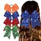 Nishine 4 PACK 8&quot; Girls Large Sequin Cheer Bows Teens Elastic Ponytail Holder Hair Bows Women Hair Band (Sapphire Pack)