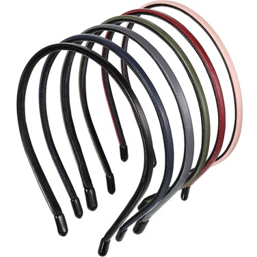 6 Pieces Plastic Skinny Headband Thin Leather Covered Headband Hair Loop Clasp Hairbands Solid Simple bands for Women and Girls, 6 Colors