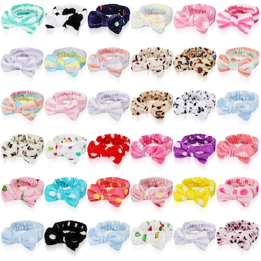 36 Pcs Facial Spa Headband Makeup Headbands Bulk Bow Hair Head Band Fluffy Plush Spa Headband for Women Washing Face Spa Shower Cleansing