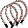Hotop 3 Pcs Christmas Headbands for Women Glitter Rhinestone Crystal Stripes Twist Hairband Red and Green Sparkly Head Bands Holiday Party Hair Accessories for Women(Red, Green, White)