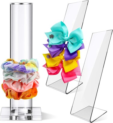 Jetec Acrylic Scrunchie Holder Stand - 10 Inch Clear Display Organizer for Headbands, Hair Ties, Bracelets, and Bangles for Teen Girls Women
