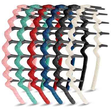 6 Pieces Zigzag Headbands for Women Shark Tooth Comb Hairbands Wrapped Cloth Hairbands Wave Shape Plastic Hair Band Hair Accessory(Adorable Pattern)