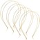 Syhood 4 Pieces Metal Double Layer Headbands Row Wire Headband for Women Wedding Hair Band Elastic Metal Hairband(Round,Gold)