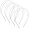 Syhood 4 Pieces Metal Double Layer Headbands Row Wire Headband for Women Wedding Hair Band Elastic Metal Hairband(Round,Silver)
