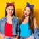 Hicarer 2 Pieces Bandana Headband for Women, Knot Retro Print Bandana Paisley Print Headband Adjustable Headwrap(Red, Blue)