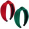 2Pcs Velvet Knotted Hairband for Women Christmas Headbands for Women Green Red Velvet Headbands for Women Girls Fashion Headbands for Christmas Valentine&rsquo;s Day
