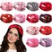 MTLEE 12 Pieces Valentines Day Heart Headbands Pink Hearts Floral Head Wrap Non Slip Head Wraps Elastic Headbands Wide Hair Bands Hair Accessories for Women (Love Pattern)