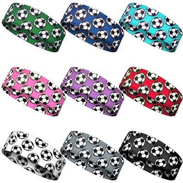 WILLBOND Elastic Adjustable Headbands - 9 Pieces Multicolor Hair Accessories for Soccer Team Gifts, Teens, Women, Adults