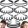 8 PCS Fashion Effortless Plastic Headbands with Teeth Comb Black Skinny Headbands No Slip Hair Accessories Bands for Women Men Teen Girls, Lacquered Black