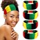 Hoteam 4 Pcs Juneteenth Headbands African Jamaica Rasta Juneteenth knotted Headband Elastic Headband Red Black Yellow Green Headband African Turban for Wicking Exercise Fitness Running Tennis Yoga