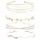 4Pcs Gold Bridal Headband, Rhinestone Headbands Multi Layers Gold Headpiece Elegant Wavy Headbands Double Metal Star Headband Gold Hair Accessories for Women Girls