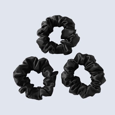 ZIMASILK 100% Mulberry Silk Hair Scrunchies, Best For Women And Girls&rsquo; Hair 19 Momme Elastic Hair Bands for Ponytail Holder Gentle And No hurt (3 Pack, Black)