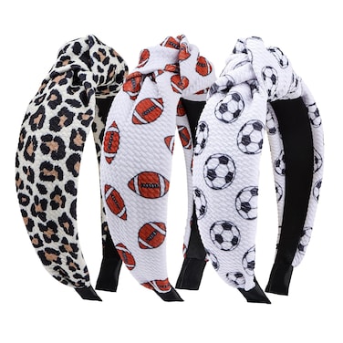 YanJie Football Headband for Women Baseball Knotted Headbands Sports Hairband Game Day Non Slip Wide Head Band Fashion Hair Accessories Girls Gift