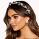 Baroque Wide Headbands Black Rhinestones Hairband with Beaded Hair Ties Crystal Pearl Hair Hoop for Women (Type A)
