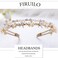 Gold Double Headbands Gray Pearls Hair Bands Bling Crystal Rhinestones Head Bands Bride Wedding Diamond Hair Hoop for Women